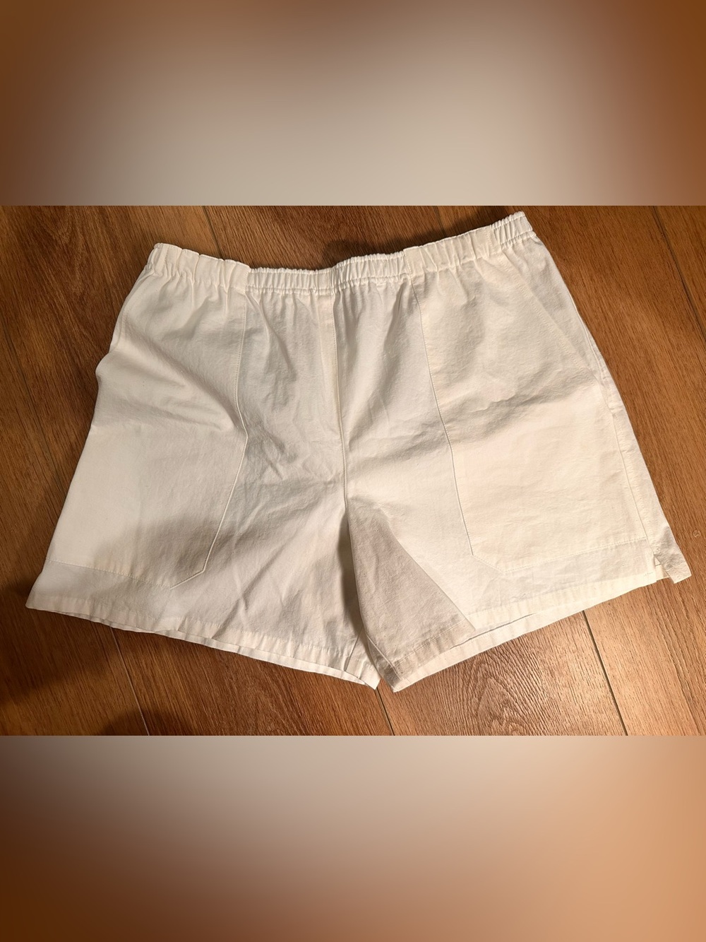 Kallmeyer quiet luxury cotton & silk minimalist white shorts size small fits BIG